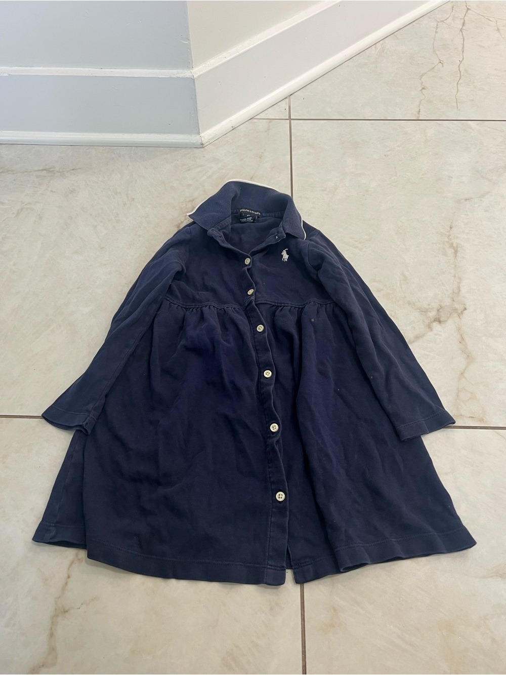 Ralph Lauren Navy Blue Long Sleeve Polo Dress Size 4T